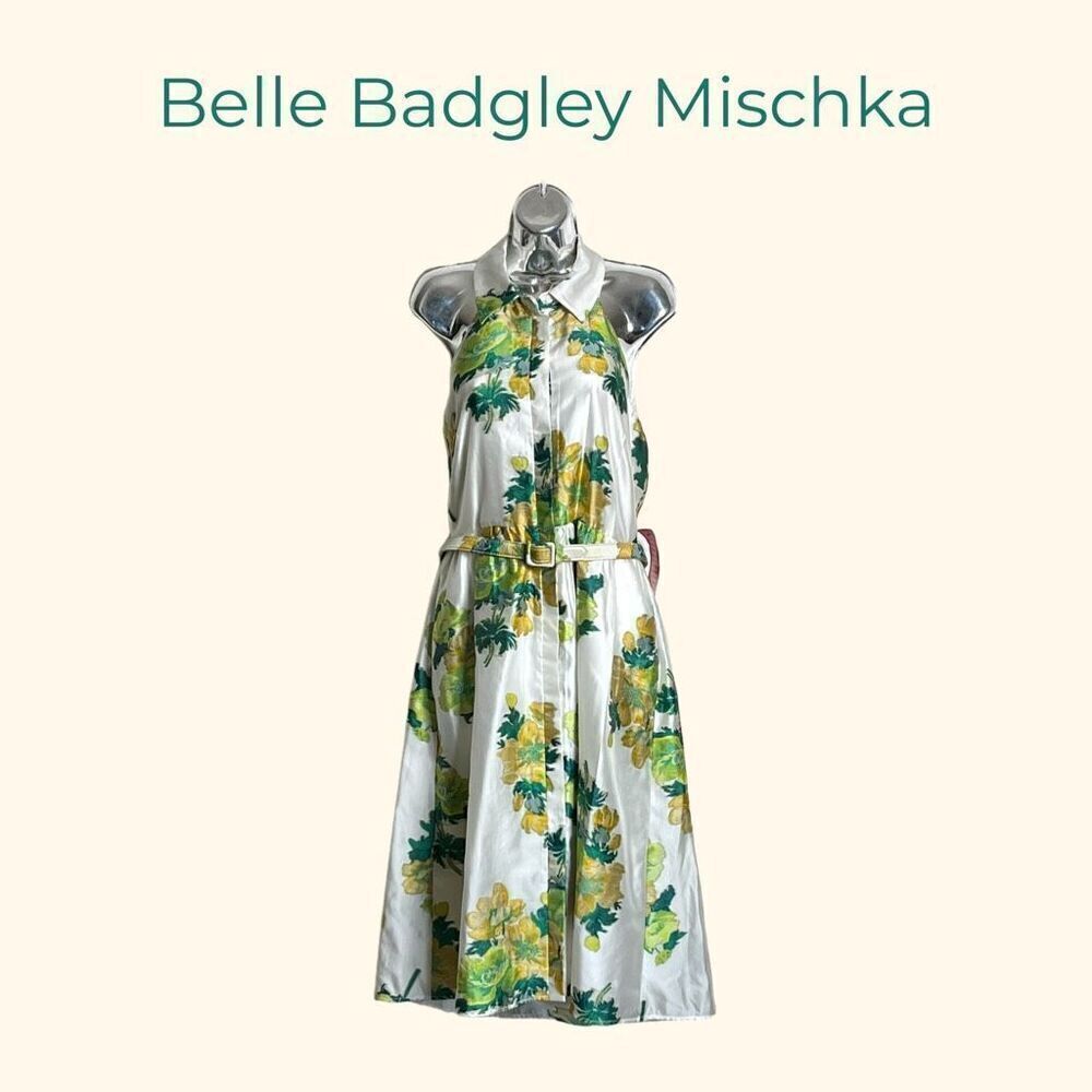 Belle Badgley Mischka Greta Backless Dress Size 10 Floral Print